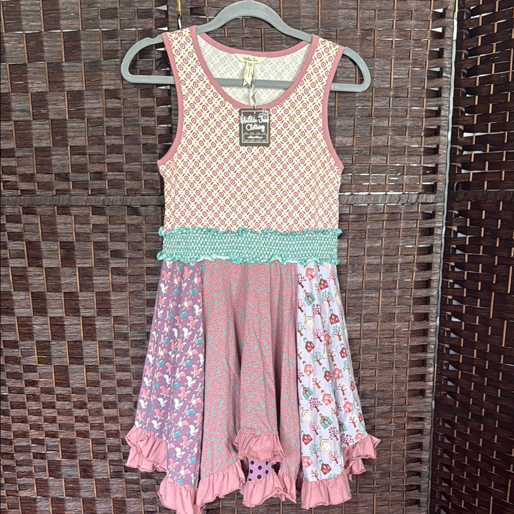 Matilda Jane NWT 14 Pink and White twirl dress Sundress Chickens summer NEW